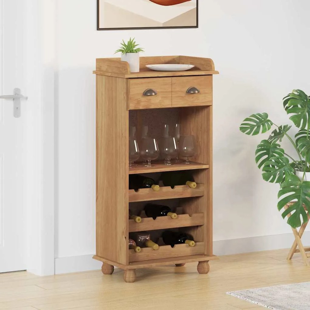 vidaXL Ντουλάπι κρασιού Καφέ 57 x 37 x 114 εκ. Μασίφ ξύλο πεύκου