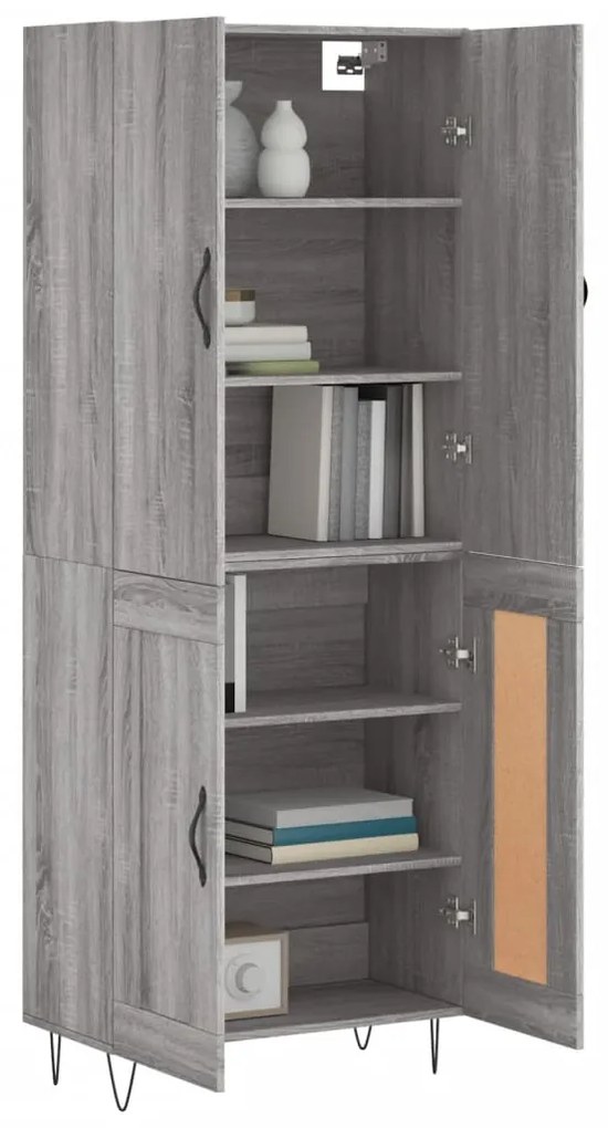 vidaXL Ντουλάπι Γκρι Sonoma 69,5 x 34 x 180 εκ. Επεξεργασμένο Ξύλο