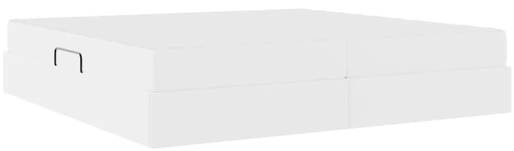 vidaXL Κρεβάτι με αποθηκευτικό χώρο και στρώμα 2 pcs Λευκό Δέρμα