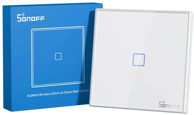 SONOFF smart διακόπτης T2EU1C-RF 433MHz, αφής, μονός, λευκός