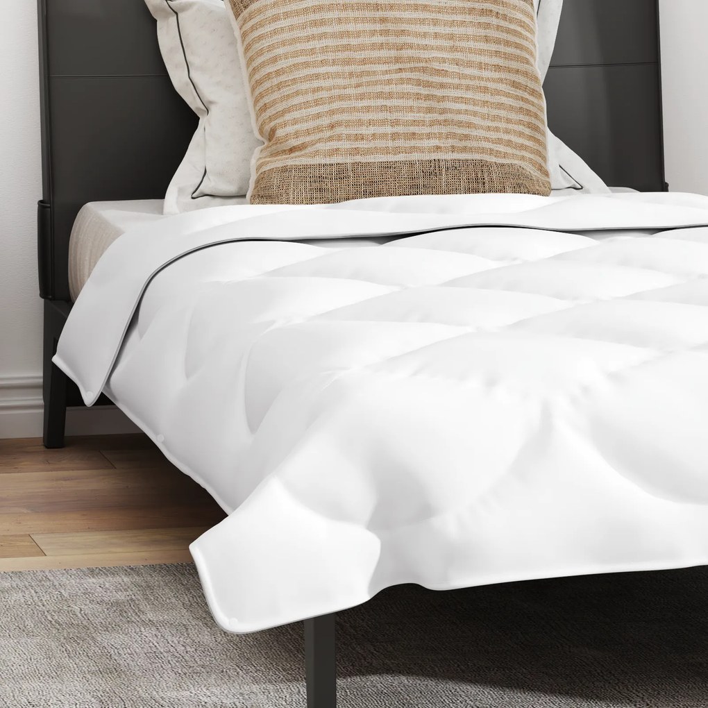 vidaXL Πάπλωμα με μαξιλάρι 2 pcs Λευκό 155 x 220 cm Μικροΐνες