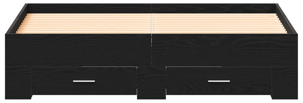 vidaXL Κρεβάτι με Συρτάρια Μαύρο Δρυς 135x190 εκ. Μηχανικά Ξύλα