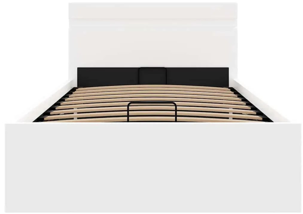 vidaXL Πλαίσιο Κρεβατιού Αποθ. Χώρο/LED Μαύρο 90x200 εκ. Δερματίνη