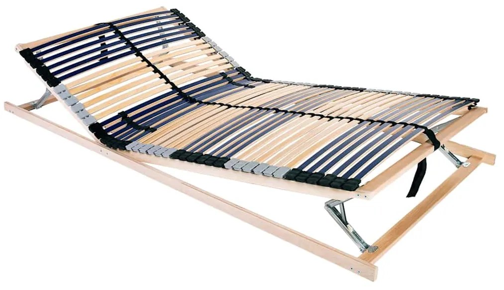 vidaXL Βάση κρεβατιού με λάμες Καφέ 140 x 190 cm Στερεό Ξύλο Μηλιάς