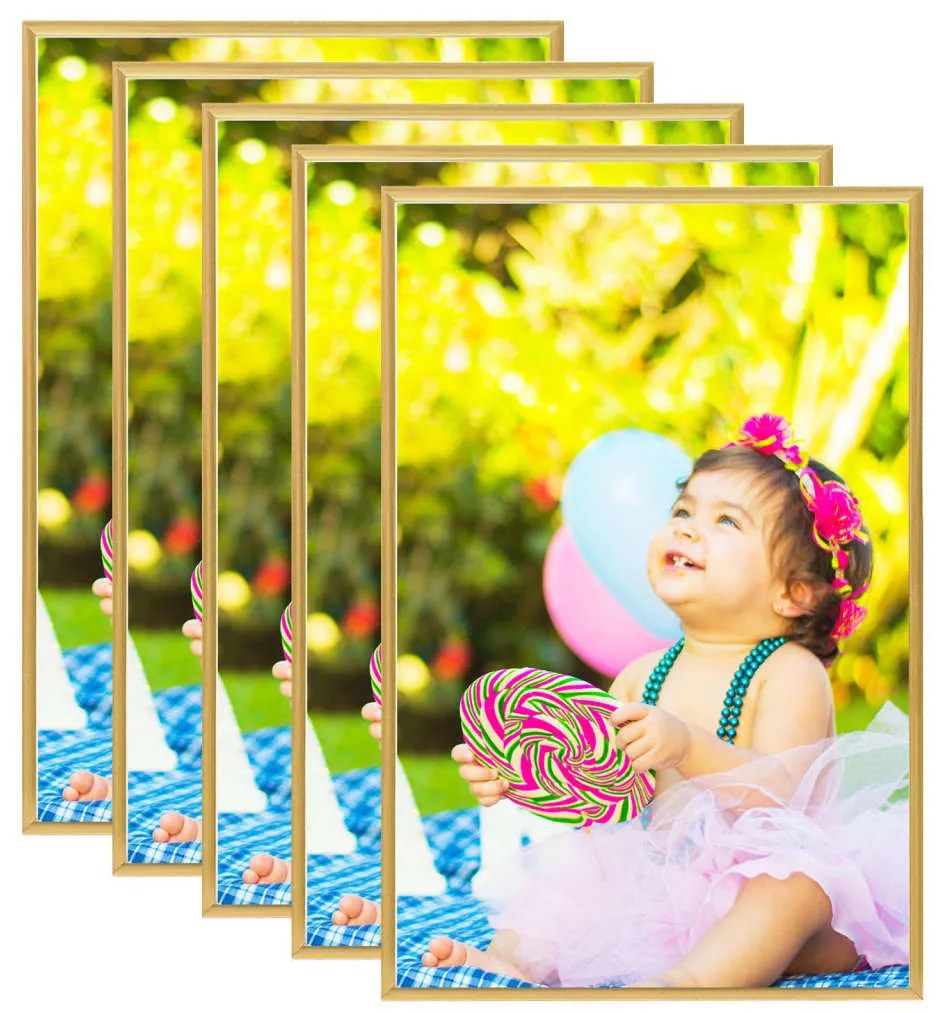 vidaXL Κορνίζες Κολάζ για Τοίχο/Τραπέζι 5 τεμ. Χρυσές 42x59,4 εκ. MDF