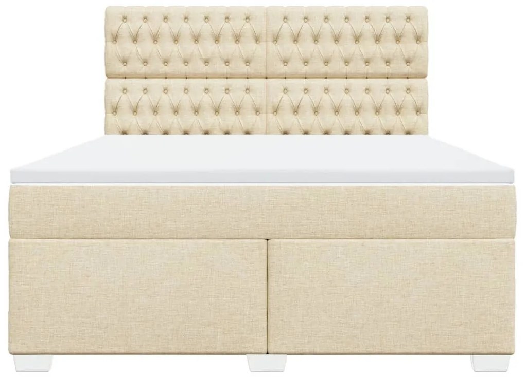 Κρεβάτι Boxspring με Στρώμα Κρεμ 180x200 εκ. Υφασμάτινο - Κρεμ