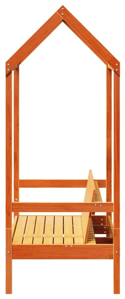 Παγκάκι με Οροφή Καφέ 117,5x70x176,5 εκ. από Μασίφ Ξύλο Πεύκου - Καφέ