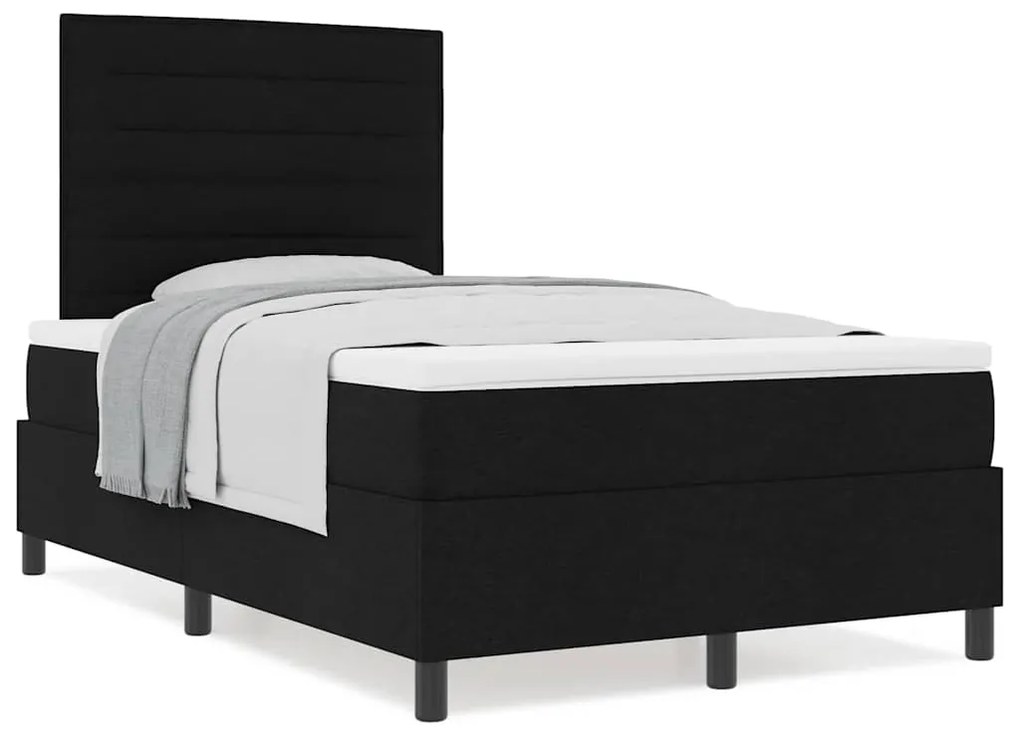 vidaXL Κρεβάτι με ελατήρια με στρώμα Μαύρο 120 x 190 cm ύφασμα