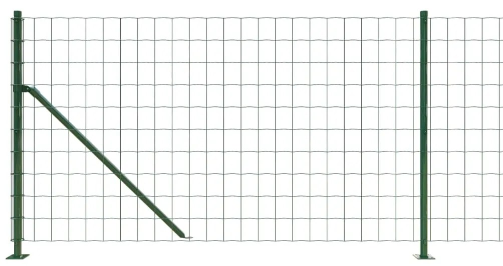 vidaXL Συρματόπλεγμα Περίφραξης Πράσινο 1,1x10 μ. με Βάσεις Φλάντζα