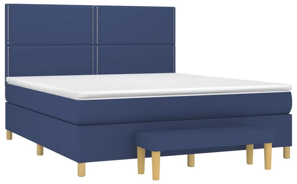 vidaXL Κρεβάτι Boxspring με Στρώμα Μπλε 160x200 εκ. Υφασμάτινο