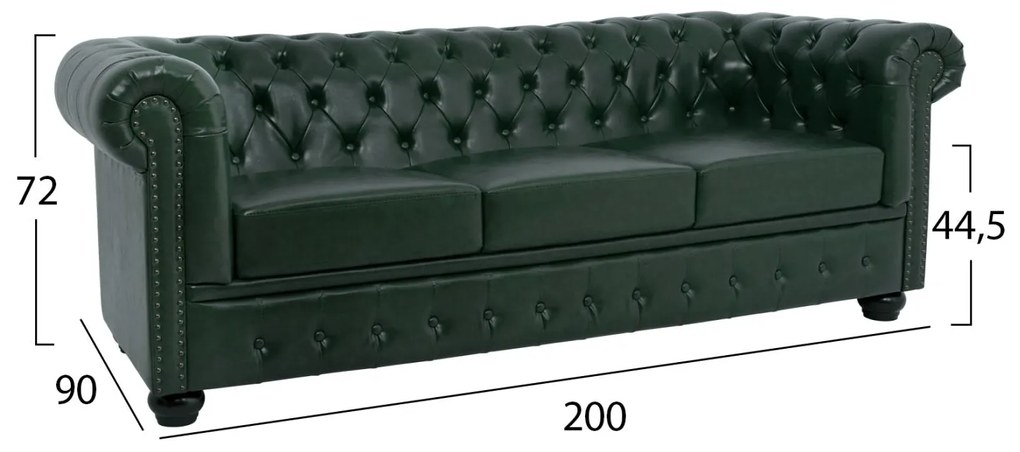 ΚΑΝΑΠΕΣ 3ΘΕΣΙΟΣ T.CHESTERFIELD  ΤΕΧΝΟΔΕΡΜΑ ΚΥΠΑΡΙΣΣΙ 208x90x73 εκ.