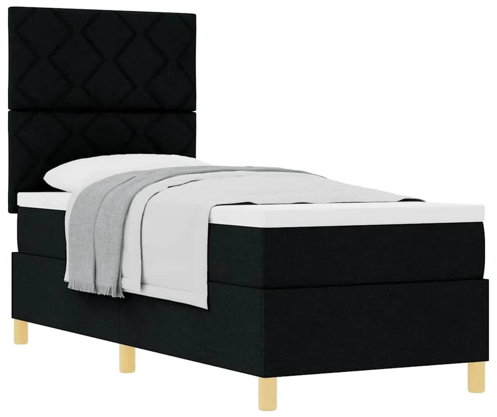vidaXL Κρεβάτι με ελατήρια με στρώμα Μαύρο 80 x 200 cm ύφασμα