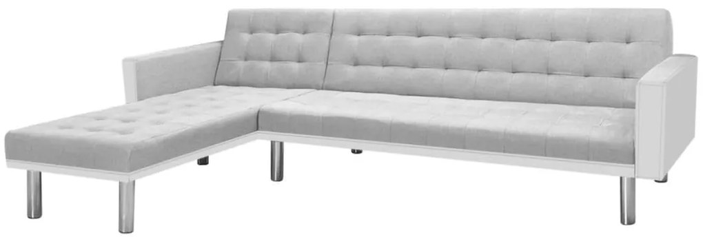 vidaXL Καναπές-Κρεβάτι Γωνιακός Λευκός/Γκρι 218x155x69 εκ. Υφασμάτινος