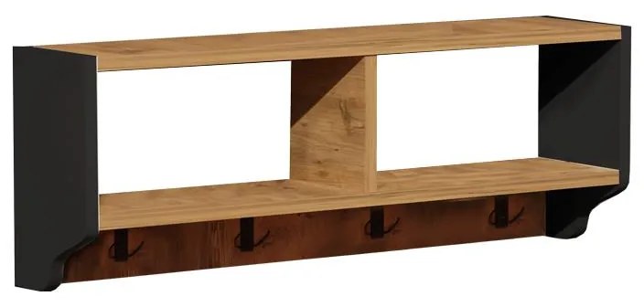 Κρεμάστρα τοίχου Gyrzi oak-ανθρακί μελαμίνης 84x18x30εκ 84x18x30 εκ.