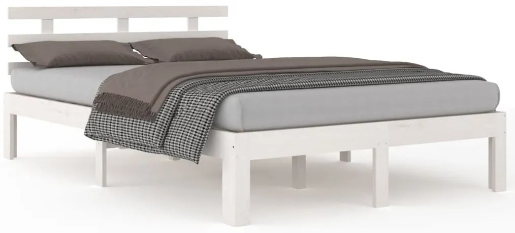 vidaXL Πλαίσιο Κρεβατιού Λευκό 140 x 190 εκ. από Μασίφ Ξύλο