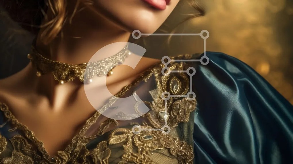 Intra Συλλεκτικό Ξύλινο Παζλ Plywood 4mm - Μοντέρνα γυναίκα με μπλε φόρεμα με χρυσά κοσμήματα Σε Ξύλινο Κουτί - Διαστάσεις Puzzle: 10x10 cm – 25 κομμάτια