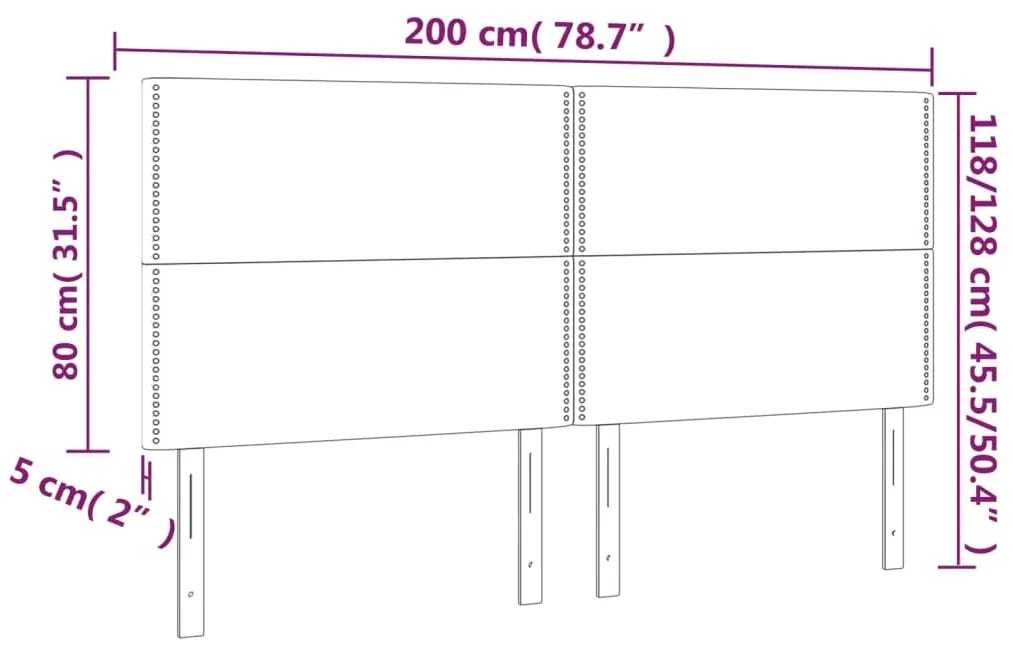 Κεφαλάρι Κρεβατιού LED Μαύρο 200x5x118/128 εκ. Βελούδινο 3122352