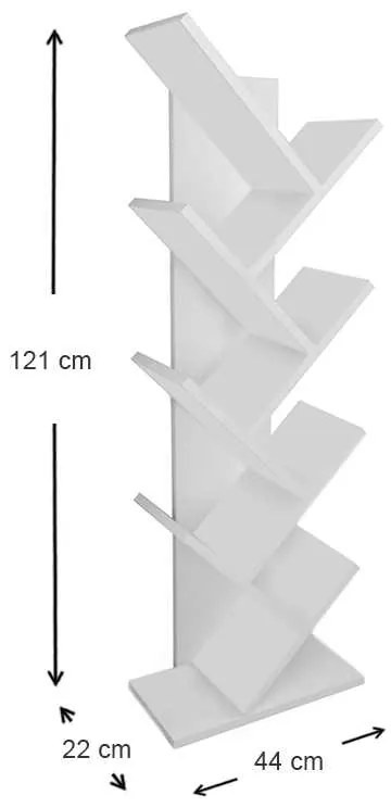 Βιβλιοθήκη μελαμίνης Milton Megapap χρώμα λευκό 44x22x121εκ.