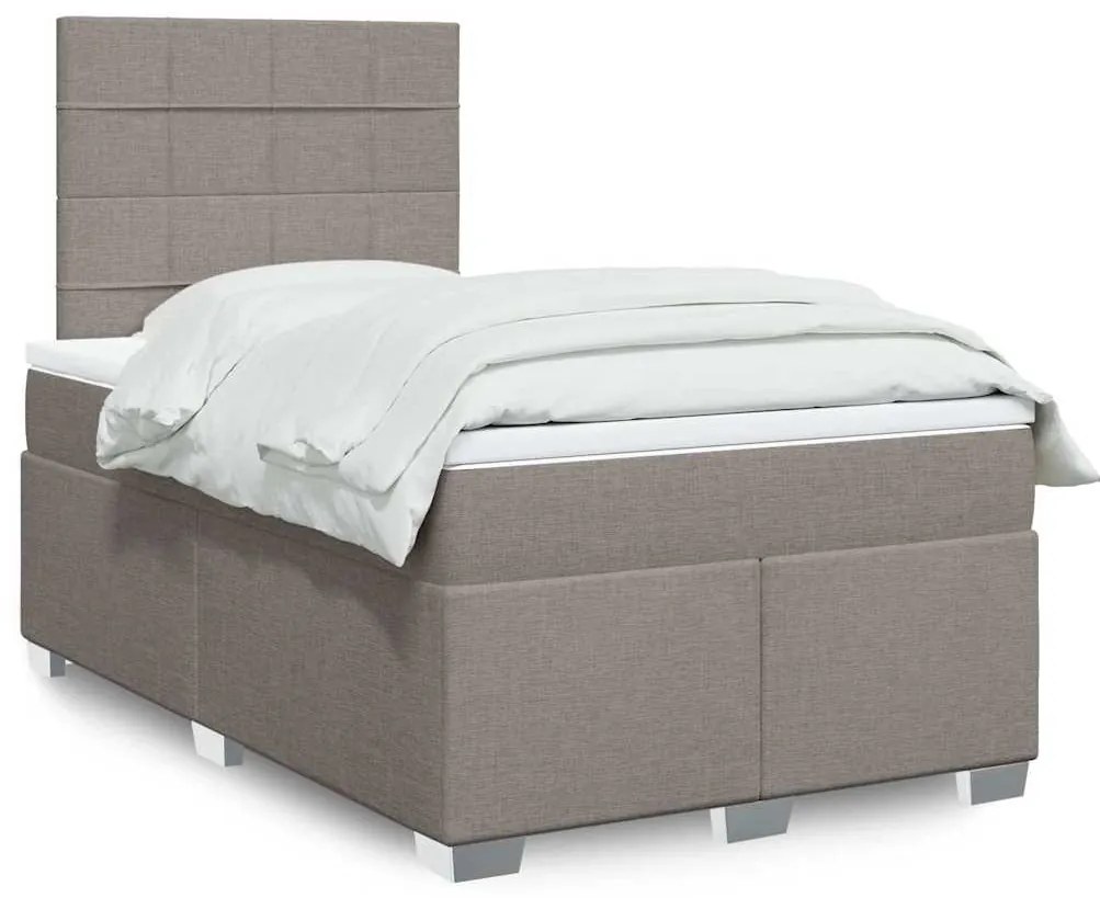 vidaXL Κρεβάτι Boxspring με Στρώμα Taupe 120x200 εκ. Υφασμάτινο