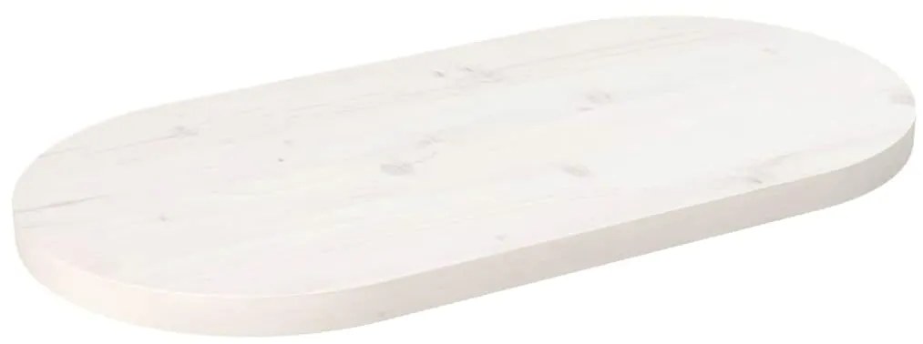 vidaXL Επιφάνεια Τραπεζιού Οβάλ Λευκή 80x40x2,5 εκ. Μασίφ Ξύλο Πεύκου
