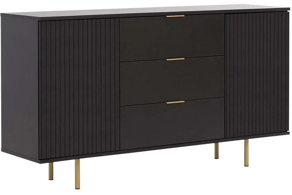 Μπουφές Nubia 162740059 150x41x80cm Black-Gold Μοριοσανίδα, Μέταλλο