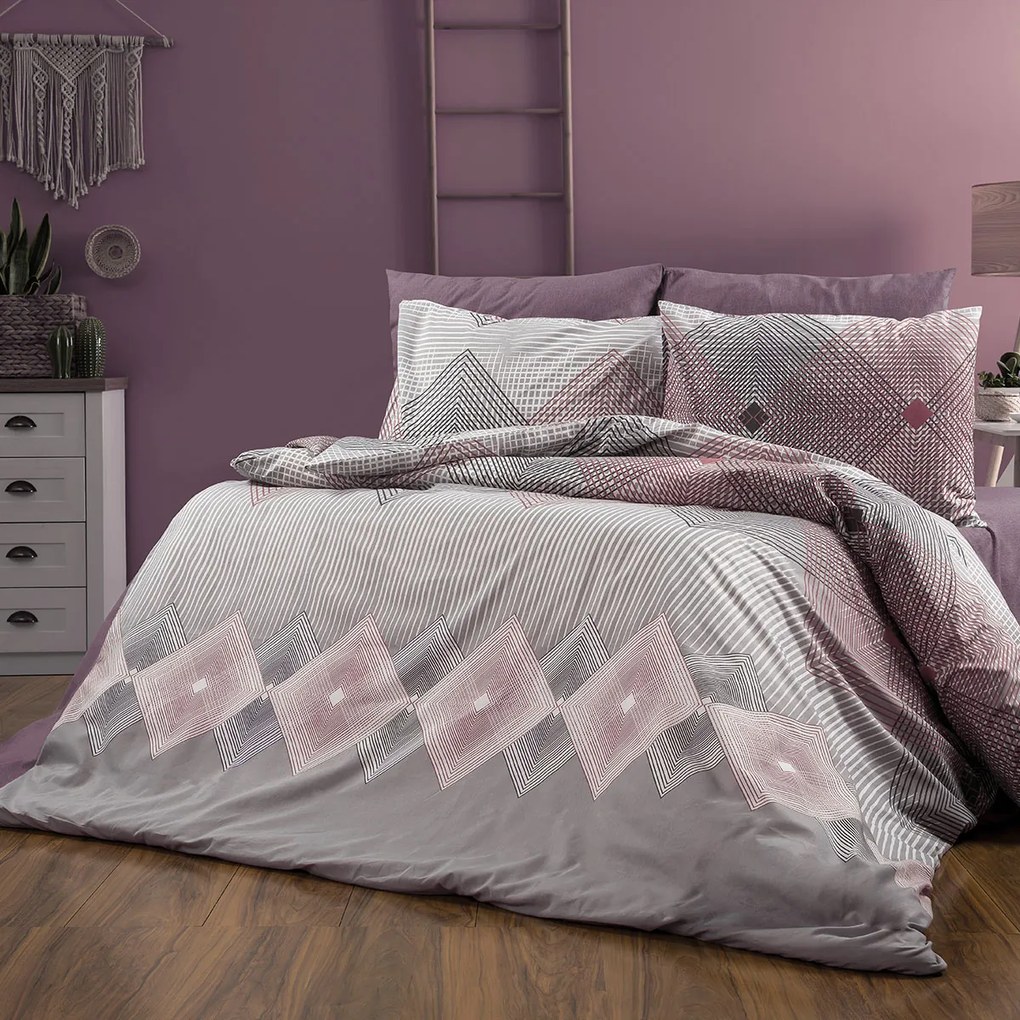 Σεντόνια Υπέρδιπλα (Σετ 220x240) Dimcol Καλλιρόη 606 Grey-Burgundy