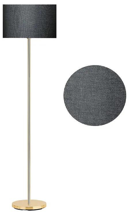 Μεταλλικό φωτιστικό δαπέδου Clap pakoworld E27 χρυσό-pvc καπέλο μαύρο Φ30x150εκ Model: 099-000045