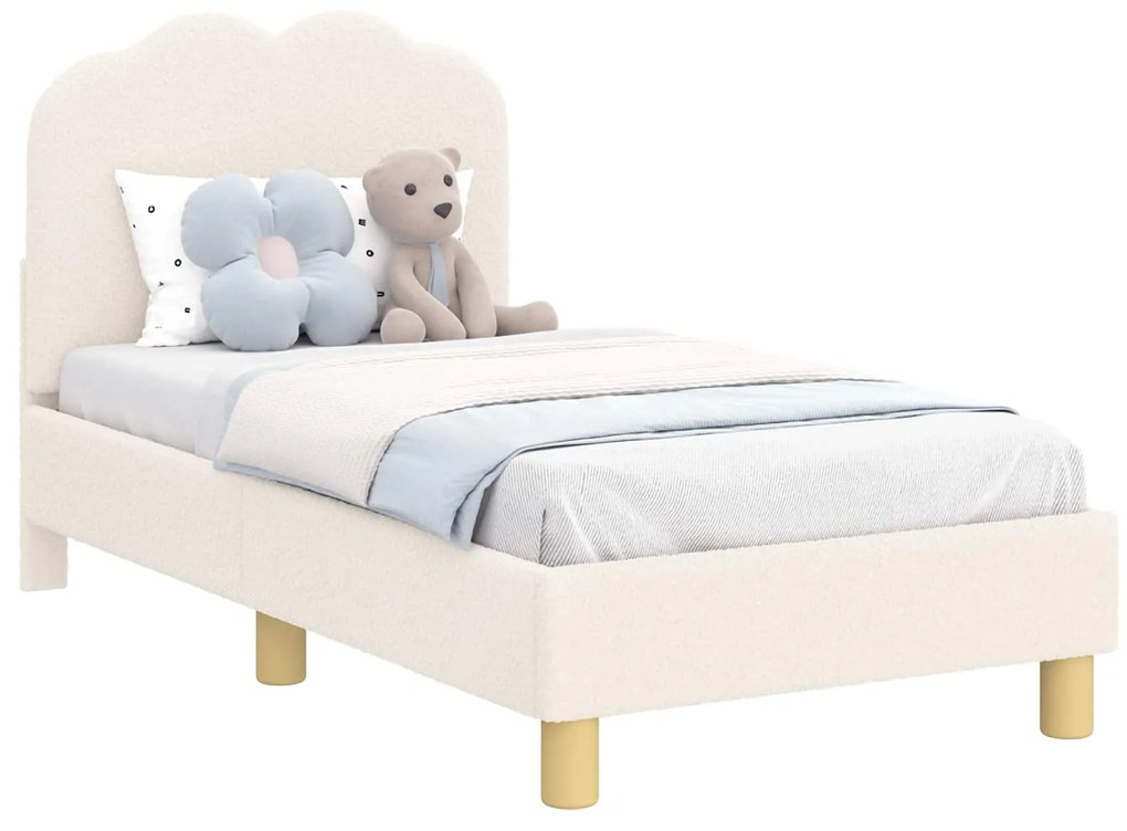 vidaXL Κρεβατική βάση για παιδιά με προσκέφαλο Κρεμ 70 x 140 cm