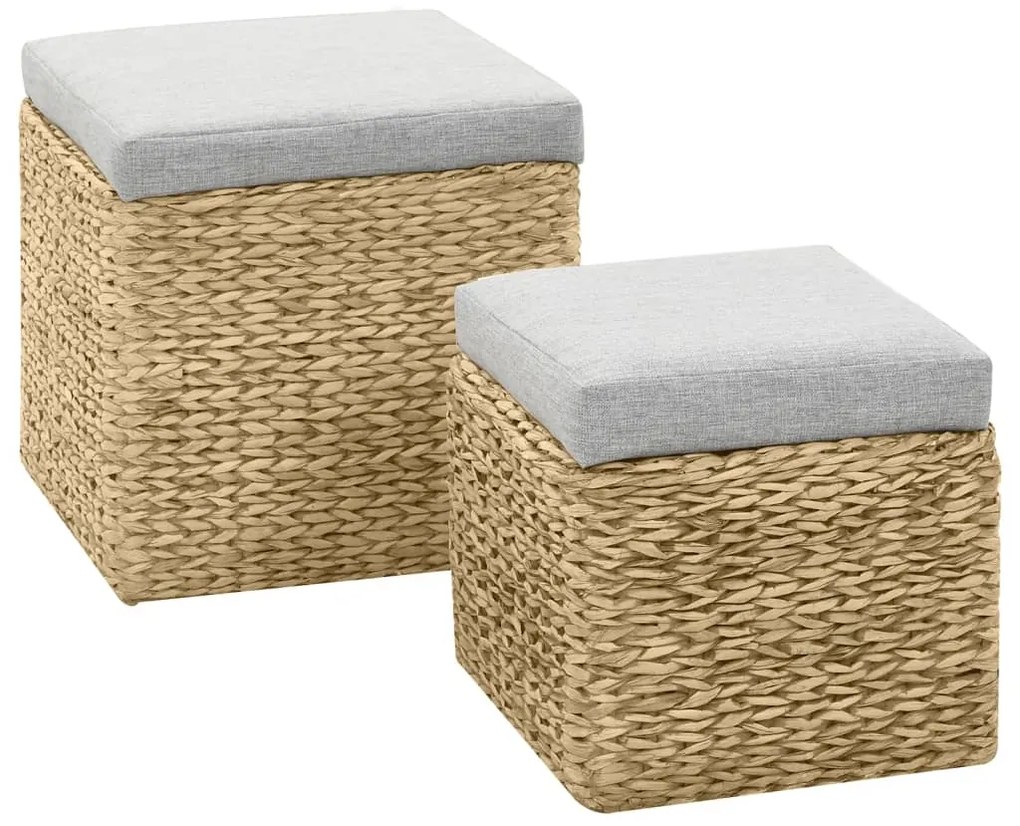 vidaXL Σετ Σκαμπό 2 Τεμαχίων Γκρι από Seagrass