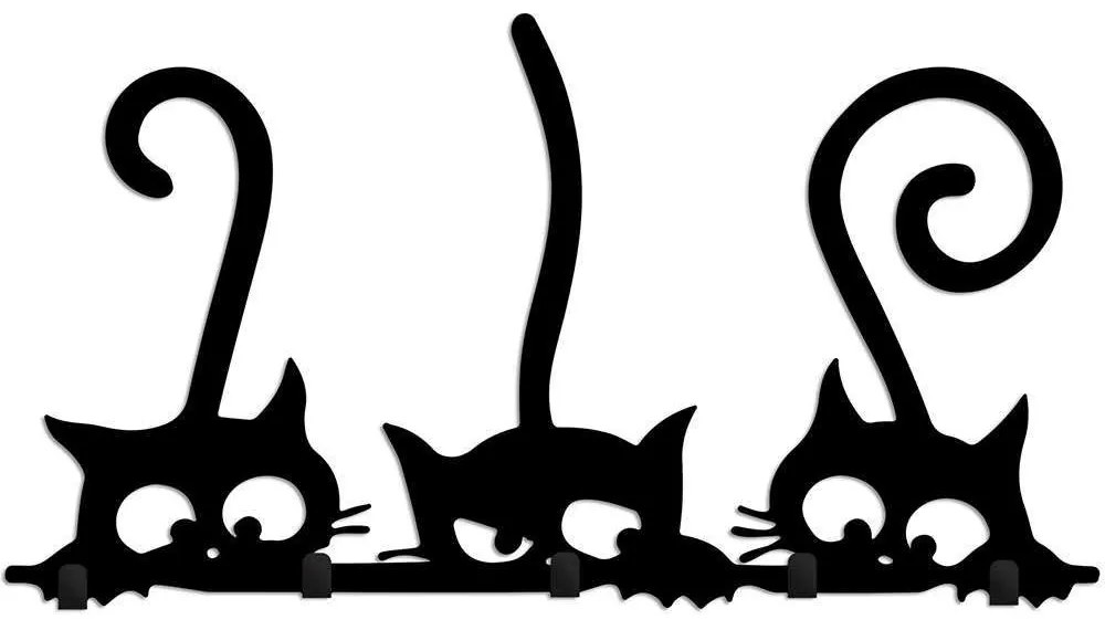 Κρεμάστρα Τοίχου 5 Θέσεων Hidden Cats 891TNL3690 60x2x37cm Black Wallity Μέταλλο
