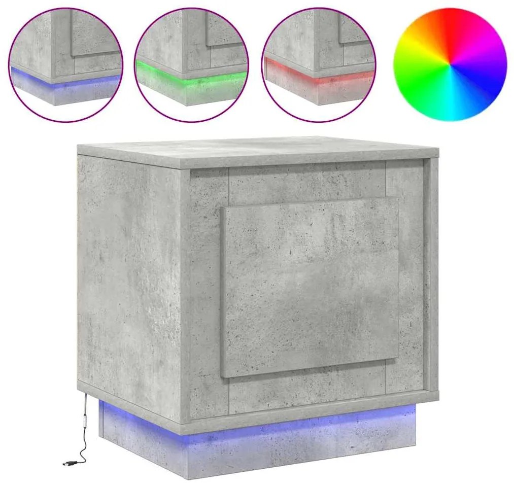 vidaXL Κομοδίνο με 2 pcs Γκρι σκυροδέματος 44 x 34.5 x 45 εκ