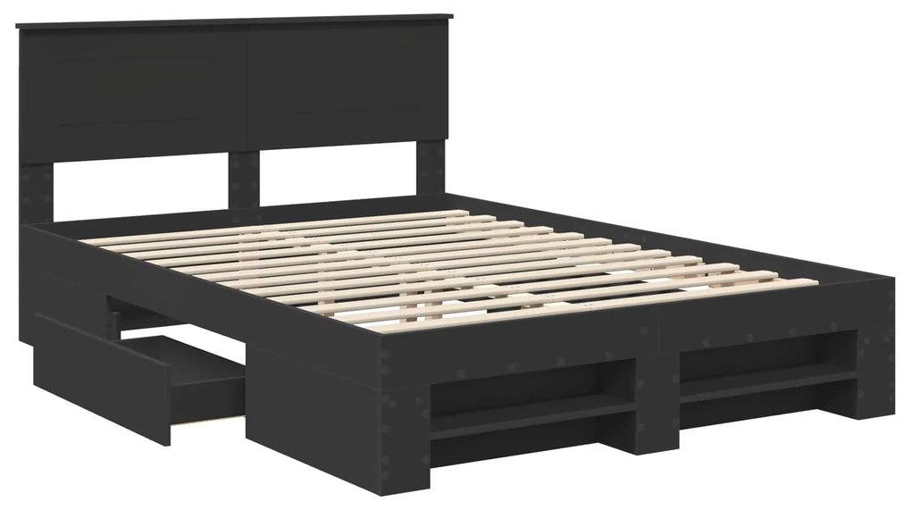 vidaXL Σκελετός Κρεβατιού Μαύρο 150 x 200 cm Επεξεργασμένο ξύλο