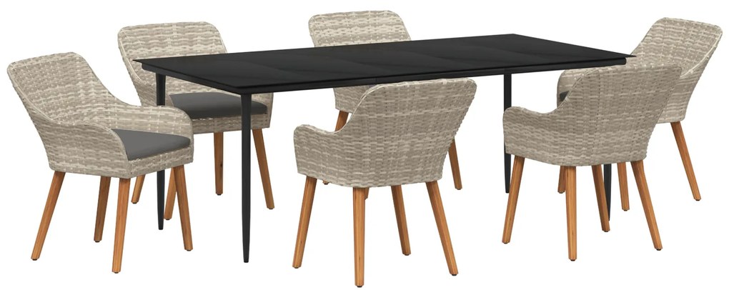 vidaXL Σετ τραπεζαρίας 7 pcs Ανοιχτό γκρι και Μαύρο Large