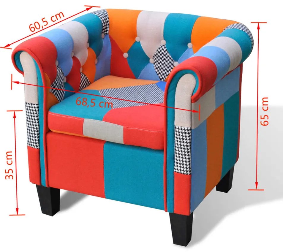 vidaXL Πολυθρόνα με Σχέδιο Patchwork Υφασμάτινη