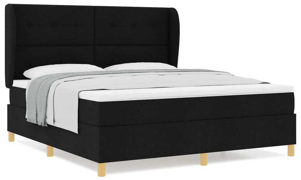 vidaXL Κρεβάτι με Στρώμα Μαύρο 180x200 εκ. Ύφασμα