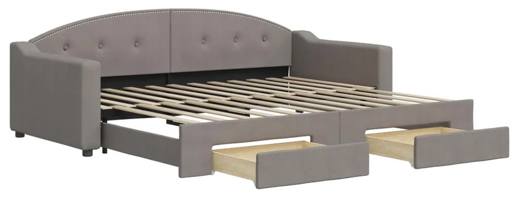 vidaXL Καναπές Κρεβάτι Συρόμενος Taupe 90x200 εκ. Ύφασμα & Συρτάρια