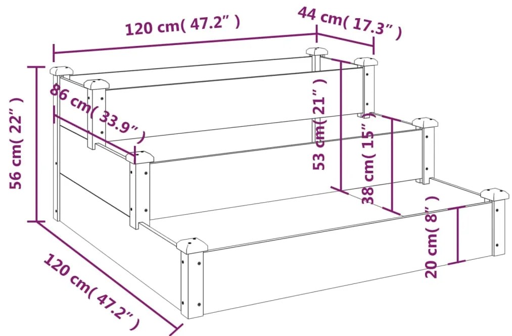 vidaXL Ζαρντινιέρα Υπερυψωμένη 120 x 120 x 56 εκ. Μασίφ Ξύλο Ακακίας