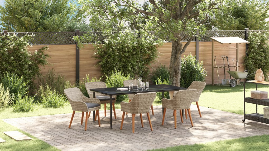 vidaXL Σετ τραπεζαρίας 7 pcs Ανοιχτό γκρι και Μαύρο Large