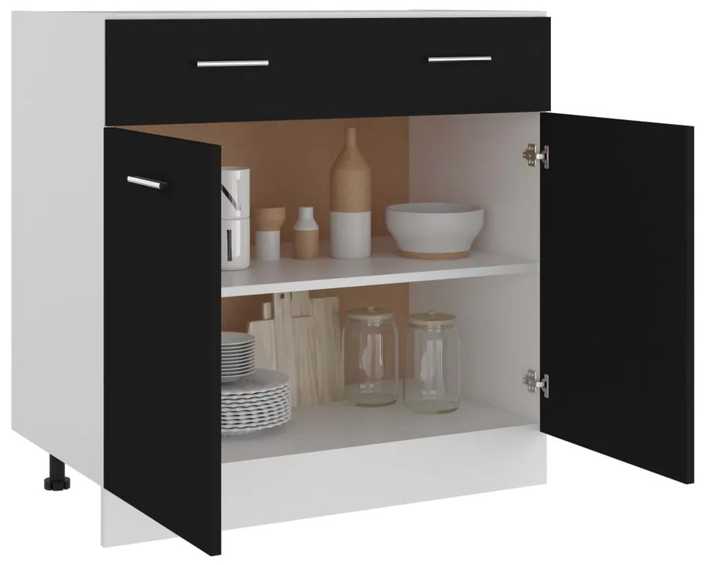 vidaXL Ντουλάπι με Συρτάρια "Lyon" Μαύρο 80x46x81,5 εκ. από Τεχνητό Ξύλο