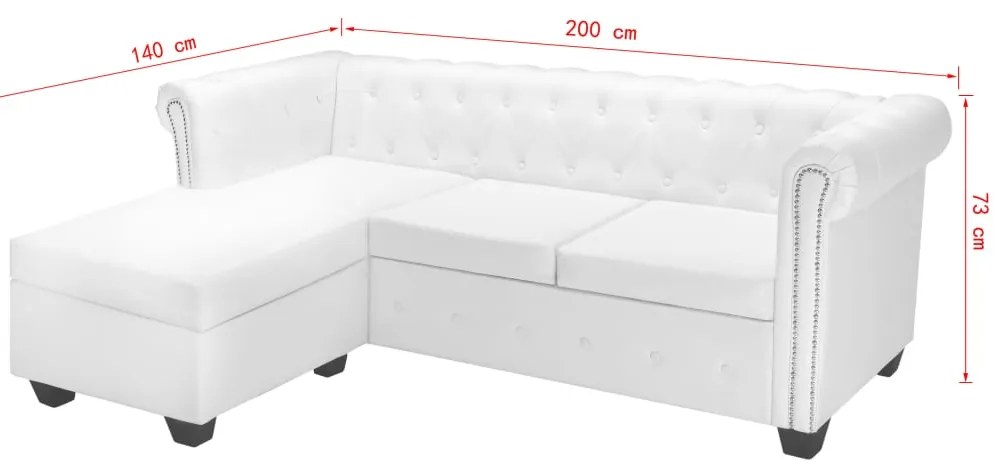 vidaXL Καναπές Γωνιακός Chesterfield Λευκός από Συνθετικό Δέρμα