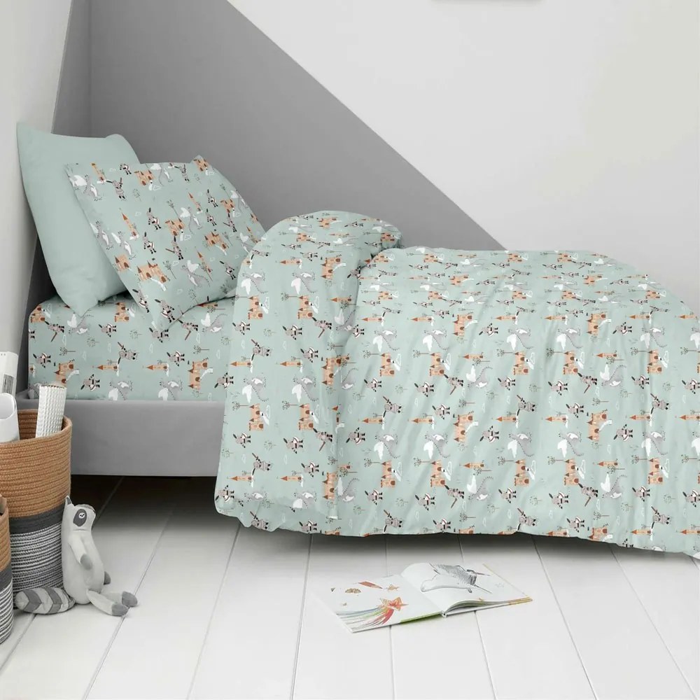 Σεντόνια Παιδικά Knight &amp; Dragon (Σετ 3τμχ) Blue-Multi Astron Μονό 175x260cm 100% Πενιέ Βαμβάκι