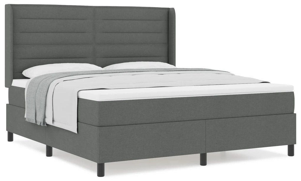 vidaXL Κρεβάτι με Στρώμα Σκελετού Γκρι 180x200 εκ. Ύφασμα