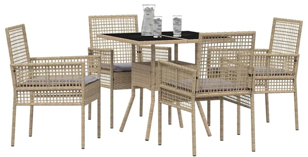 vidaXL Σέτ φαγητού για κήπο 5 pcs Μπεζ Πολυ ράταν