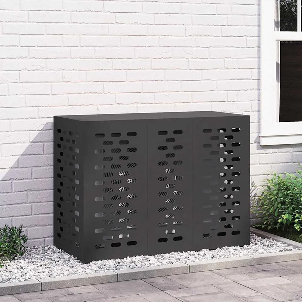 vidaXL Κάλυμμα κλιματιστικού Μαύρο 110 x 50 x 80 cm Ατσάλι