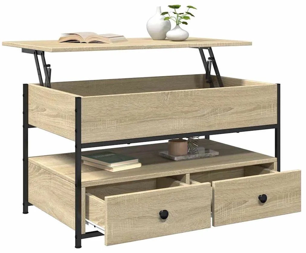 vidaXL Τραπεζάκι Σαλονιού Sonoma Δρυς 85x50x50 εκ. Επ. Ξύλο & Μέταλλο