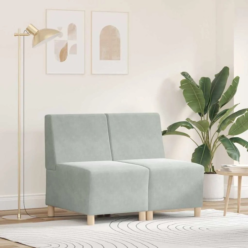 vidaXL Καναπέδες 2 pcs Ανοιχτό γκρι 55 x 74 x 82 εκ. Βελούδο