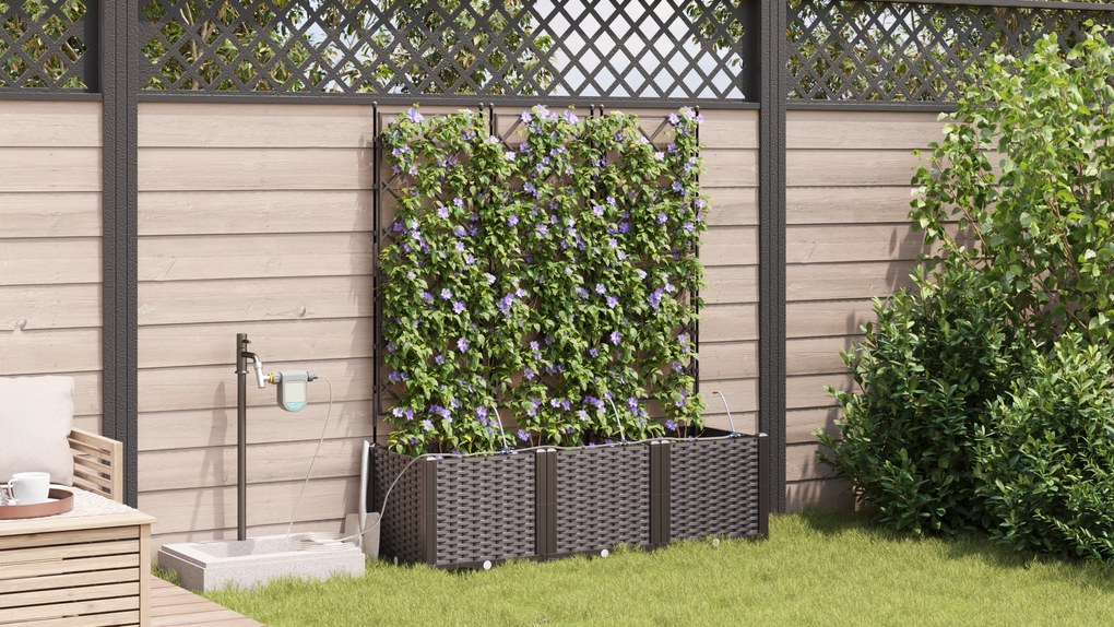 vidaXL Γλάστρες Κήπου 1 τεμ Καφασωτό Καφέ 120 x 40 x 142 cm Πλαστικό