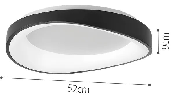 InLight Πλαφονιέρα οροφής LED 72W 3CCT (by tuya) από μαύρο μέταλλο και λευκό ακρυλικό D:45cm (42033-Black)