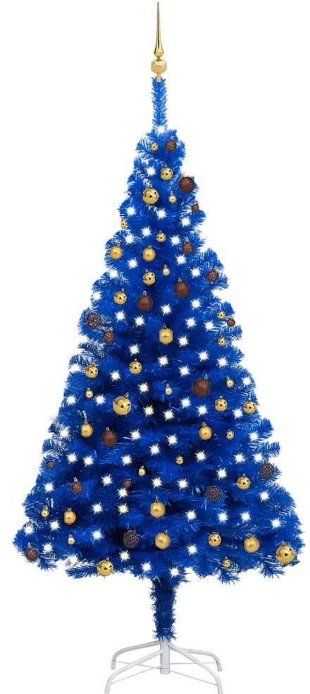 vidaXL Χριστουγεν. Δέντρο Προφωτισμένο Τεχνητό Μπάλες Μπλε 240εκ PVC