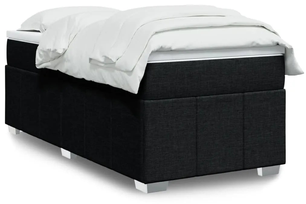 vidaXL Κρεβάτι Boxspring με Στρώμα Μαύρο 80 x 200 εκ. Υφασμάτινο